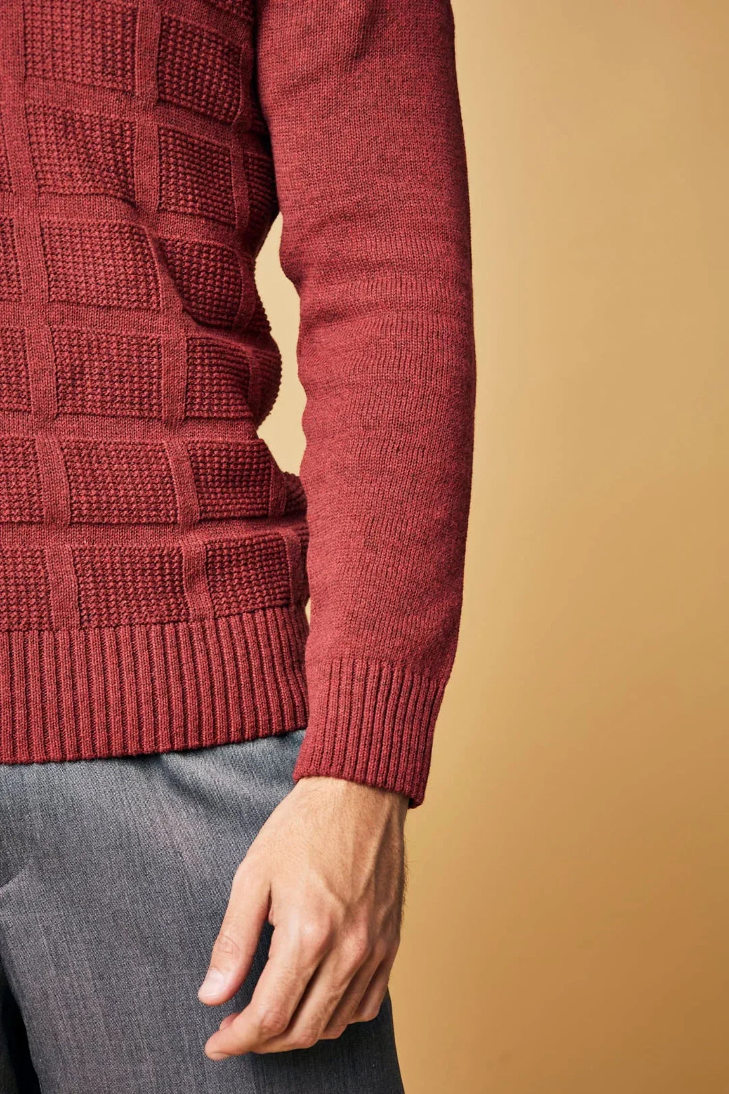 Suéter Calarcá en algodón regenerado cuadros halfzip – Hombre